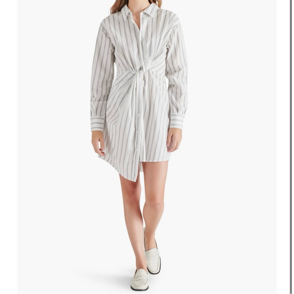 Steve Madden Nadia Stripe Knot Long Sleeve Shirtdress - Picture 3 of 3